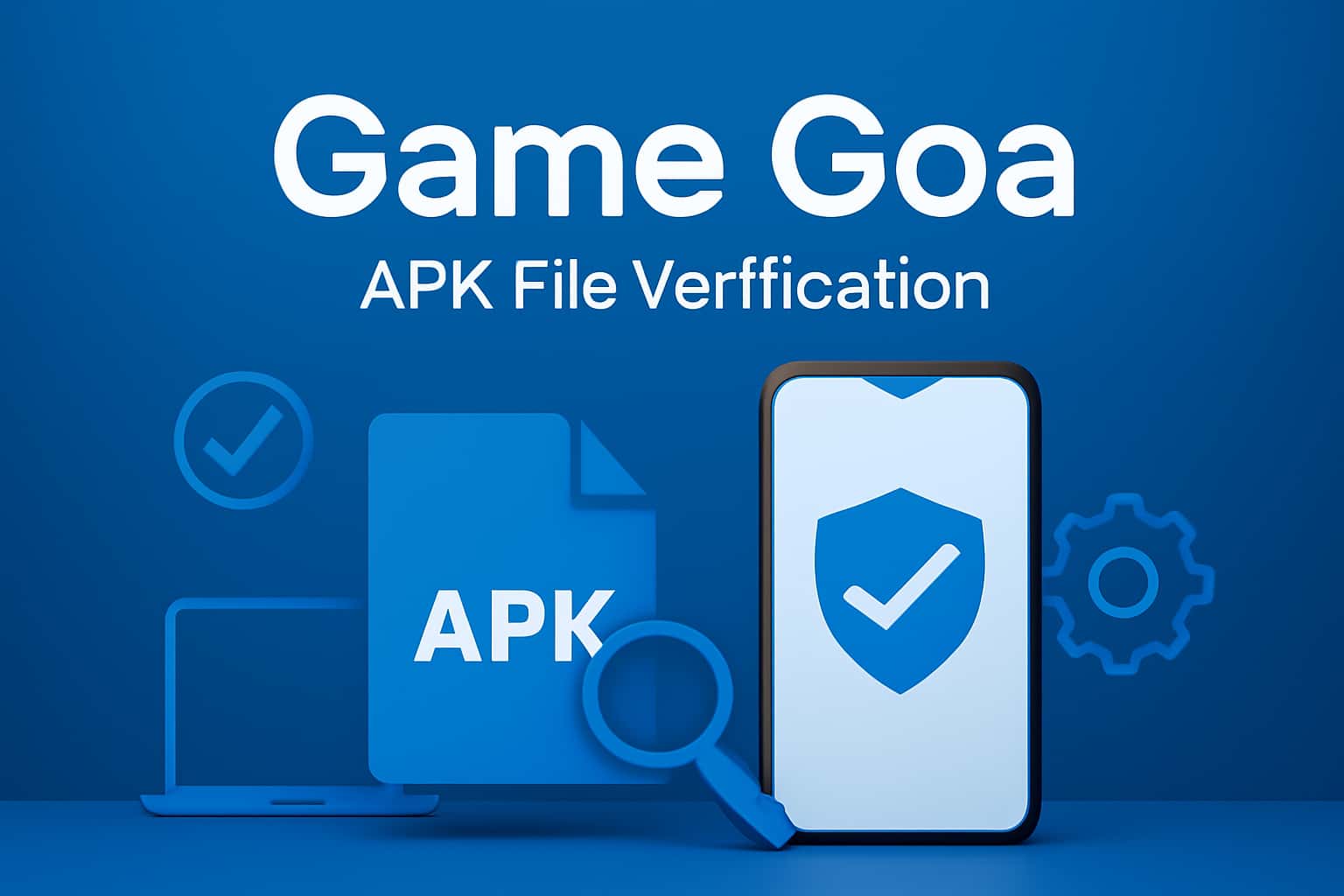 An informative graphic showing the verification process for the Game Goa APK file.