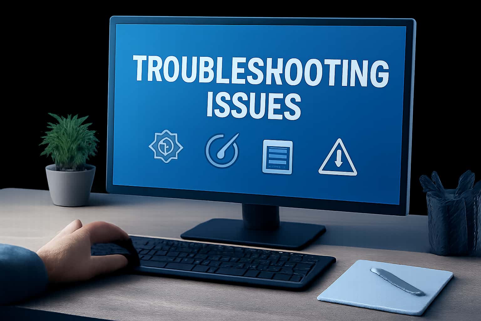 An informative scene illustrating troubleshooting procedures for Game Goa issues.